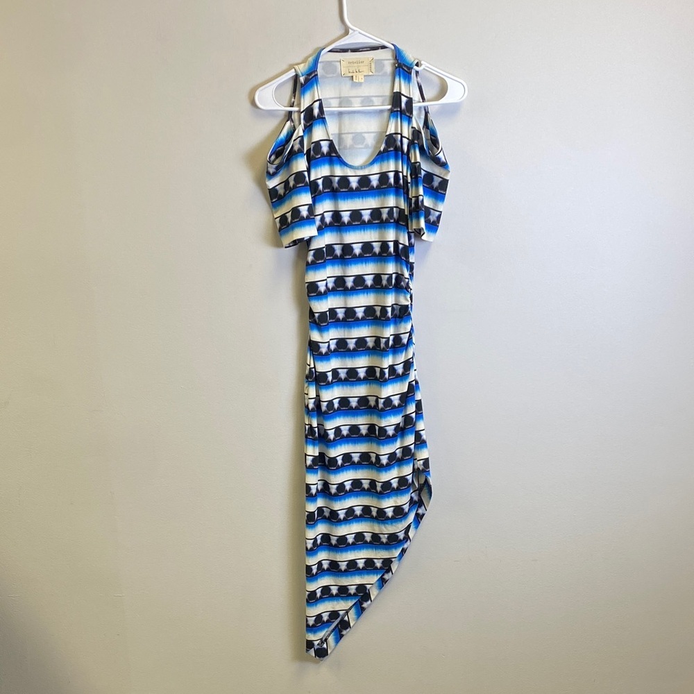 Nicole Miller Blue and Black Striped Dress